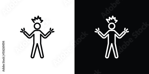 Irritated human icon symbol in thin line, outline and stroke style for apps