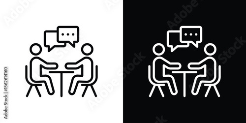 Job interview icon symbol in thin line, outline and stroke style for apps