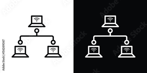 Local network icon symbol in thin line, outline and stroke style for apps