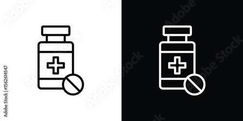 Medicine bottle icon symbol in thin line, outline and stroke style for apps