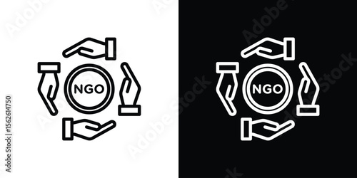 NGO icon symbol in thin line, outline and stroke style for apps
