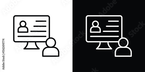 Online course icon symbol in thin line, outline and stroke style for apps