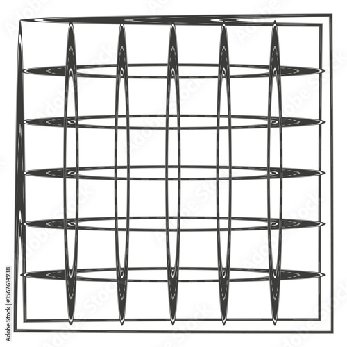 Spiked grid icon. Bar cage pattern. Geometric Vector lattice. Sharp square frame.