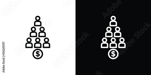 Ponzi scheme icon symbol in thin line, outline and stroke style for apps