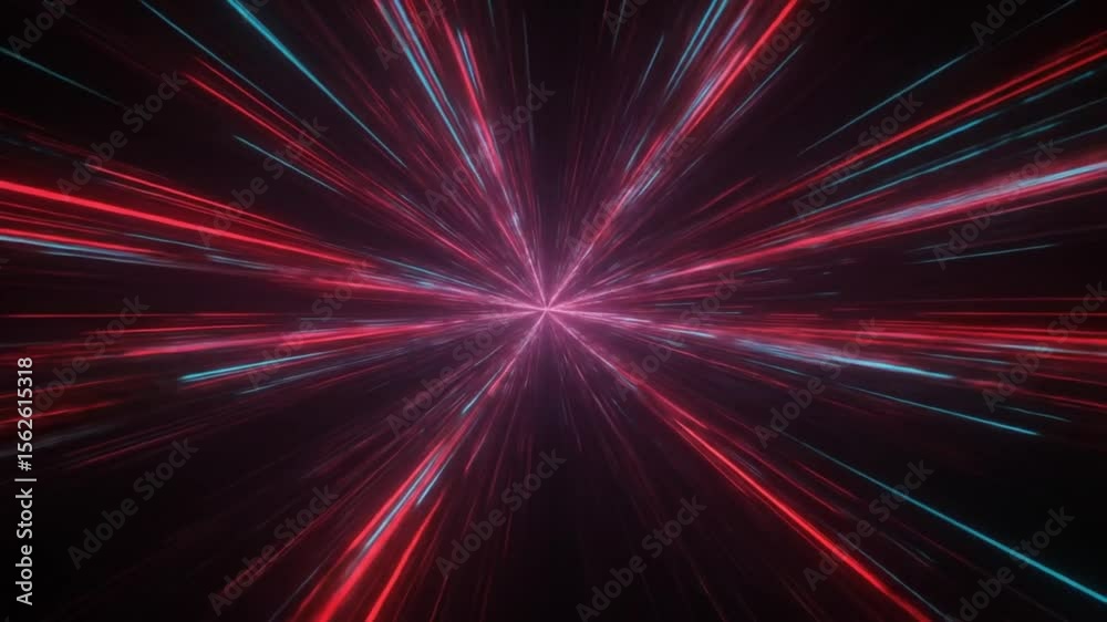 Digital space with glitchy data stream, pixel noise and motion trails  