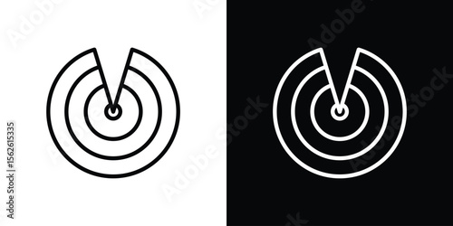 Radar detection icon symbol in thin line, outline and stroke style for apps