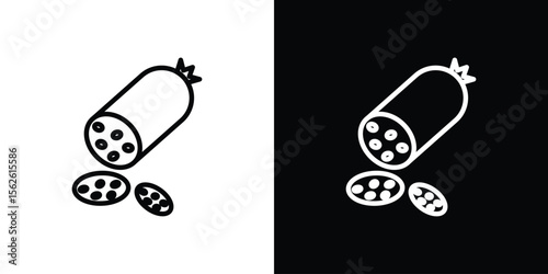 Salami icon symbol in thin line, outline and stroke style for apps