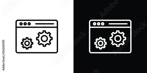Software icon symbol in thin line, outline and stroke style for apps