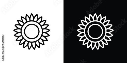 Sunflower icon symbol in thin line, outline and stroke style for apps