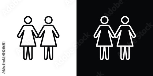 Twin icon symbol in thin line, outline and stroke style for apps