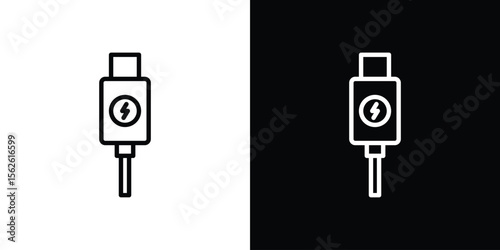 USB type c icon symbol in thin line, outline and stroke style for apps