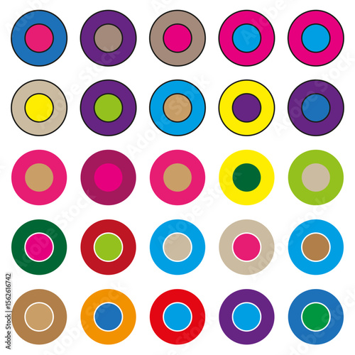 Colorful circle pattern. Abstract geometric forms. Vibrant round elements. Vector illustration.