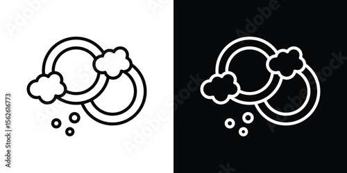 Washing dishes icon symbol in thin line, outline and stroke style for apps