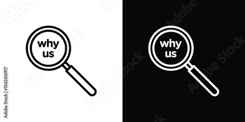 Why us icon symbol in thin line, outline and stroke style for apps