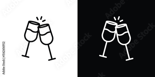 Wine toast icon symbol in thin line, outline and stroke style for apps