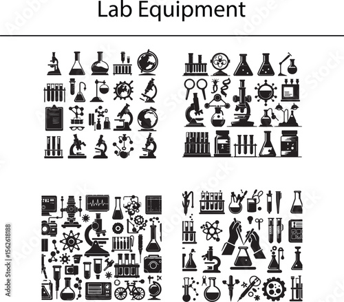 Modern Scientific Laboratory Equipment and Instruments on White Background
