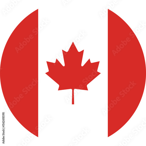 Circular flag of Canada with isolated background , Canda flag
