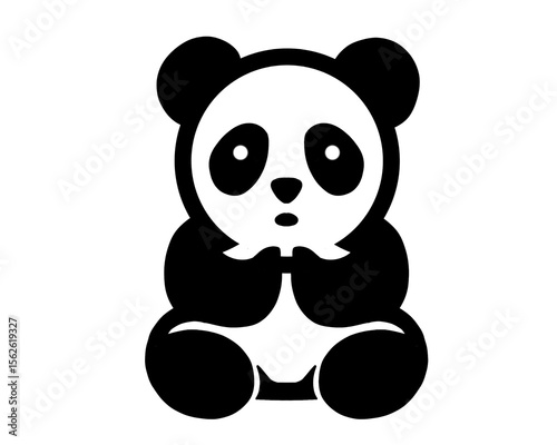 panda silhouette, black panda vector illustration, isolated icon on white background
