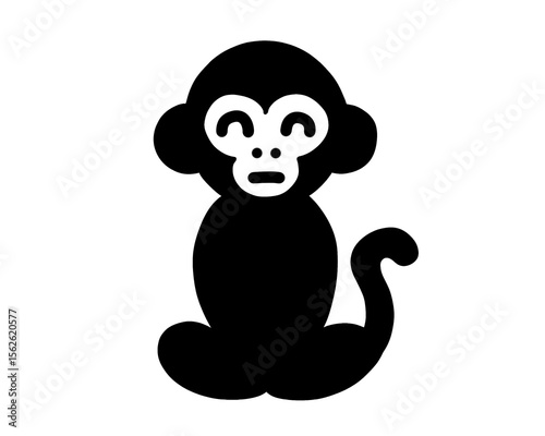monkey silhouette, black monkey vector illustration, isolated icon on white background
