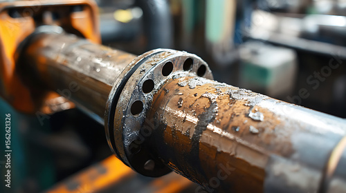A rusty pipe with holes in it. The pipe is dirty and has a lot of rust on it