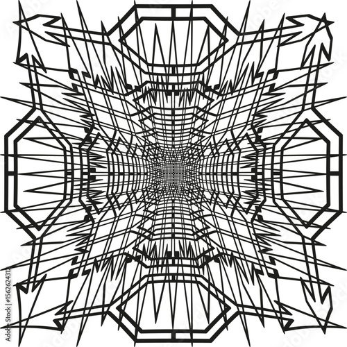 Distorted grid pattern. Warped lattice design. Abstract mesh Vector. Dynamic line artwork.