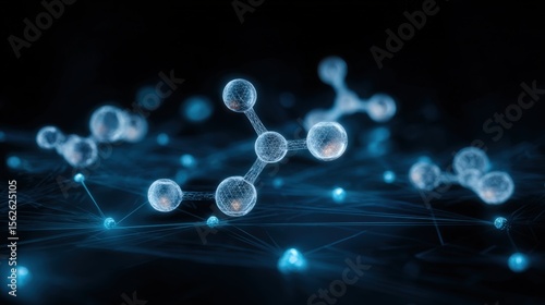 Advanced Molecular Structure Illustration Showing Interconnected Atoms and Bonds in a Scientific Concept Representation photo