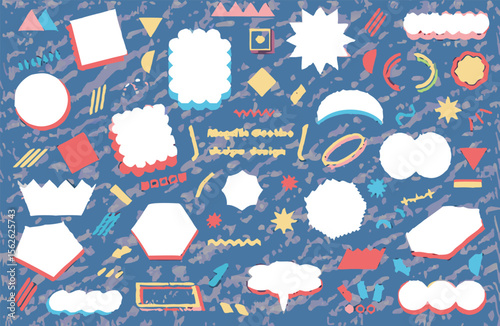 Vector retro pop design collection. Vector Colorful and cute retro pop decoration collection. Pop and colorful cute loose hand-drawn silhouette.