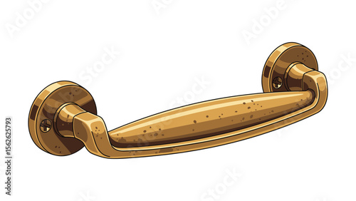 Detailed Illustration of a Bronze Door Handle on a White Background Decorative Design