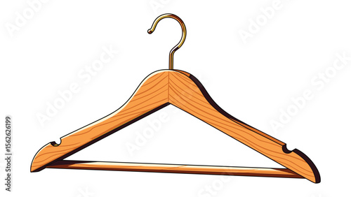 Stylish Wooden Clothes Hanger Illustration for Fashion and Interior Design Projects