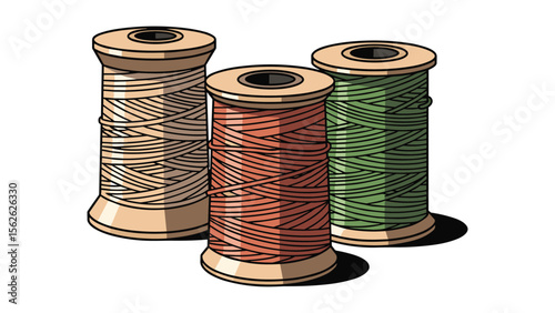 Colorful Thread Spools Illustration for Sewing and Craft Projects Graphic Resources