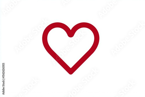 Simple red heart outline on white background for love and romance themes