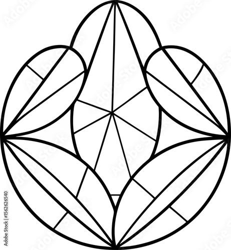 Geometric line art of abstract coffee beans pattern with white background.