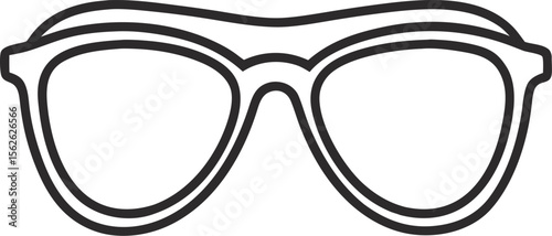 Monoline outline of eyeglasses with white background.