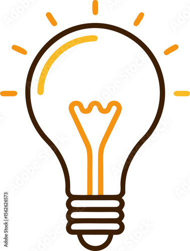 Outline of a simple lightbulb with filament detail with white background.