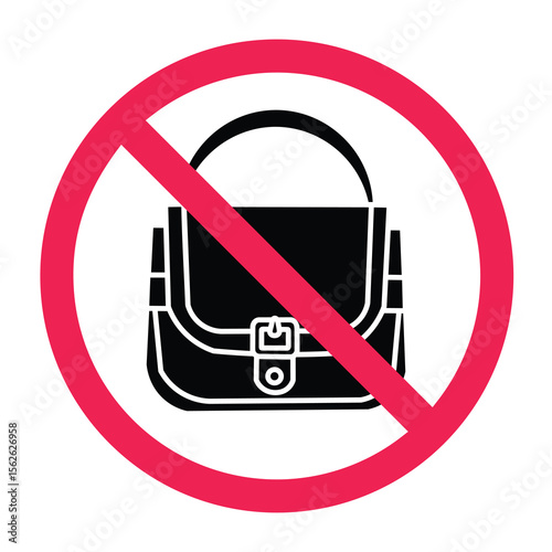 No bag sign, shoulder bag with red crossed circle symbol, no sling bag sign, forbidden shoulder bag symbol