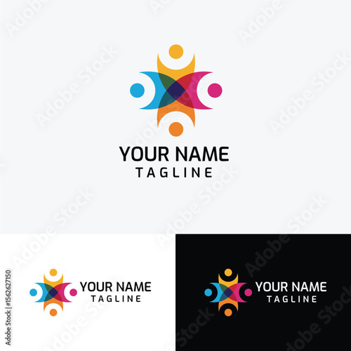 People Chat Talk Bubble Social Colorful Logo Vector