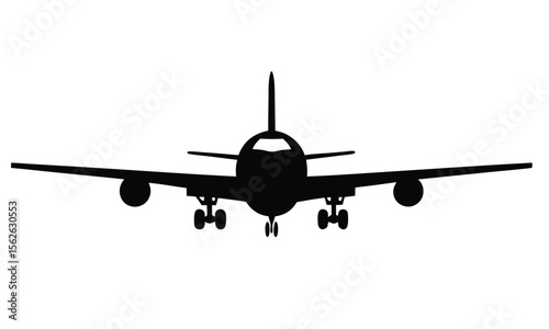 Airplane front view clipart, airplane silhouette front view, airplane front clipart, airplane front view icon.