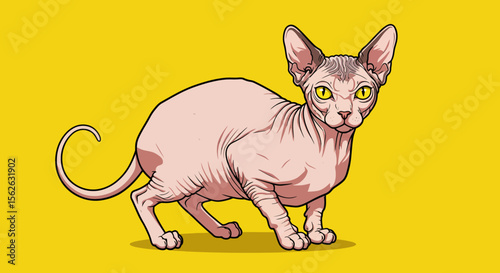Striking Illustration of a Hairless Sphynx Cat