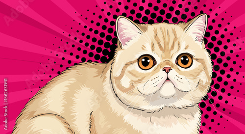 Adorable Exotic Shorthair Cat Illustration A Pop Art Masterpiece