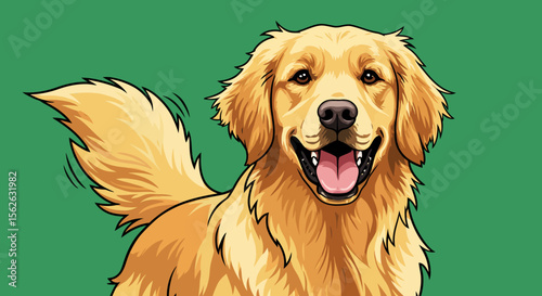 Adorable Golden Retriever Dog Illustration Happy, Playful Canine Portrait