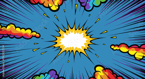 Vibrant Rainbow Comic Book Explosion Background Illustration