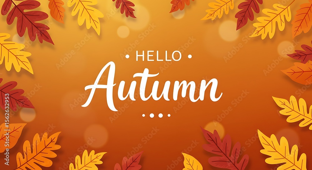 Obraz premium Autumn's Embrace: A vivid display of autumn leaves, painted with warm hues and arranged artfully to welcome the season with grace and charm.