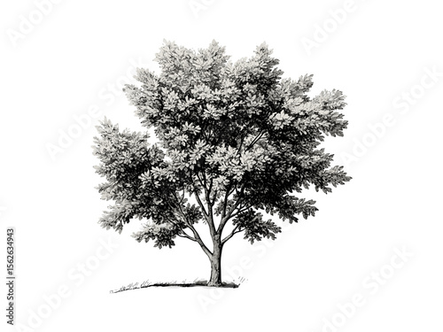 Cottonwood Tree vintage sketch, hand-drawn botanical leaves, retro nature illustration, old engraving style, woodland art, classic tree print, rustic botanical engraving, traditional nature decor