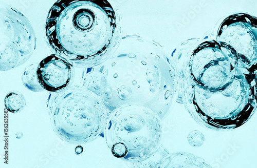 Advanced Skincare Science: Abstract Macro View of Hyaluronic Acid Molecules and Cosmetic Serum Bubbles for Hydration
