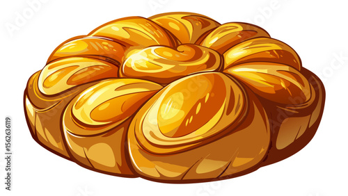 The classic brioche, rich and glossy, glows under warm lighting, its pillowy texture and golden hue contrasting gently with the bright white base beneath it.