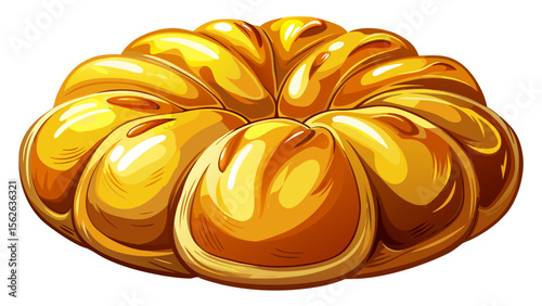 The classic brioche, rich and glossy, glows under warm lighting, its pillowy texture and golden hue contrasting gently with the bright white base beneath it.