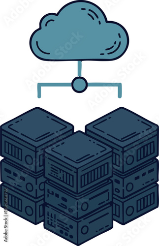 Cloud computing data centers network connection technology concept vector illustration design