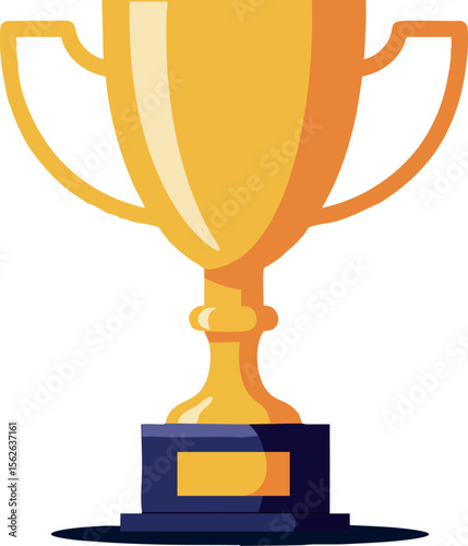 Golden trophy cup with dark base for award recognition and achievement winner celebration vector illustration