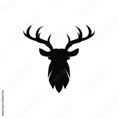 deer logo design deer hunter concept with black silhouette illustration of simple minimalist animal product brand template