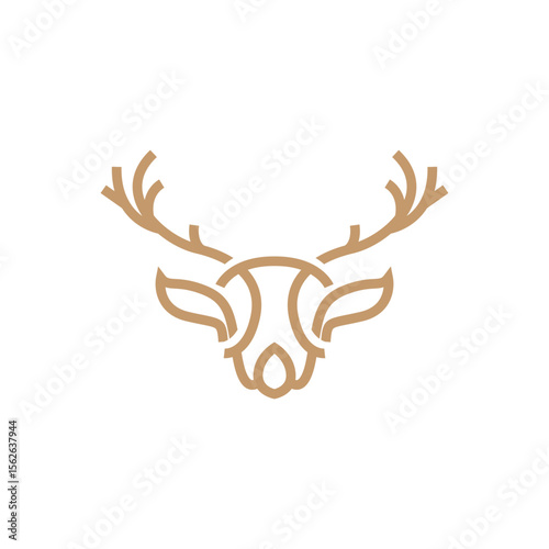 deer logo design deer hunter concept with black silhouette illustration of simple minimalist animal product brand template